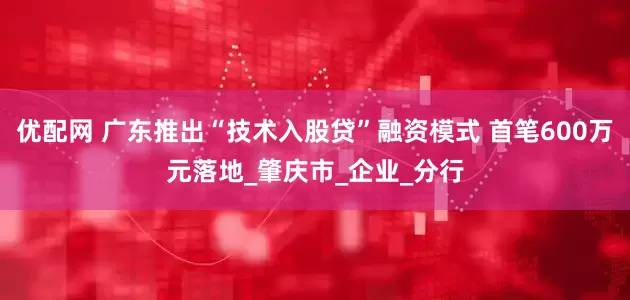 优配网 广东推出“技术入股贷”融资模式 首笔600万元落地_肇庆市_企业_分行