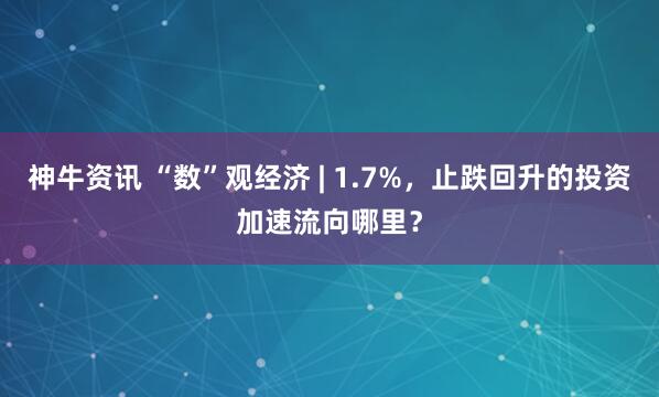 神牛资讯 “数”观经济 | 1.7%，止跌回升的投资加速流向哪里？